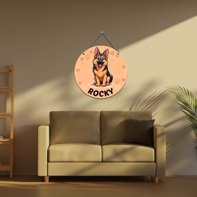 Personalized Cute Dog Theme Wall Hanging Best Gifts for Dogs Lover Home Decoration Items for Living Room, Bedroom & Hall Dog Theme Return Gift Door Name Plate